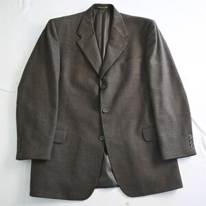 Vtg Hickey Freeman USA Made 42S Brown Tweed Mens Blazer Jacket Sport Coat